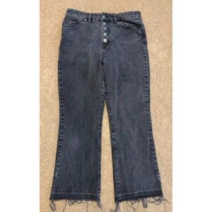 We The Free People Jeans Womens 31 Dylan High Rise Bootcut Raw Hem Button Fly